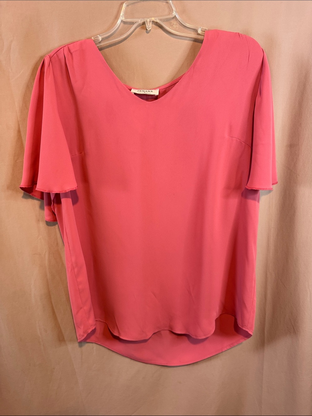Zenana  Coral Pink Flutter Sleeve Blouse